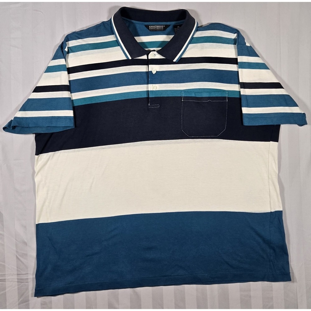 Vintage Knightsbridge Polo Shirt Mens 2X Blue Golf Casual 90s 80s 0024